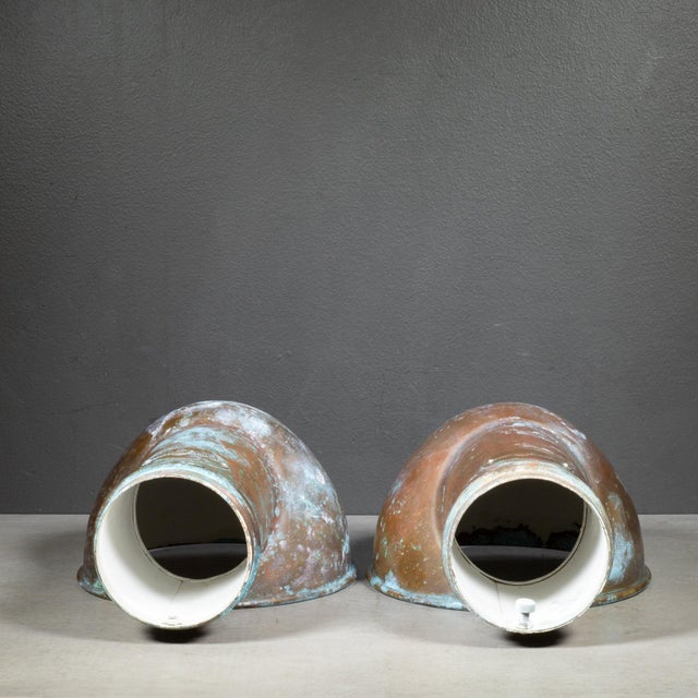 Copper Vintage Pair Nicro Marine Copper Cowl Air Vents c.1960 For Sale - Image 8 of 9
