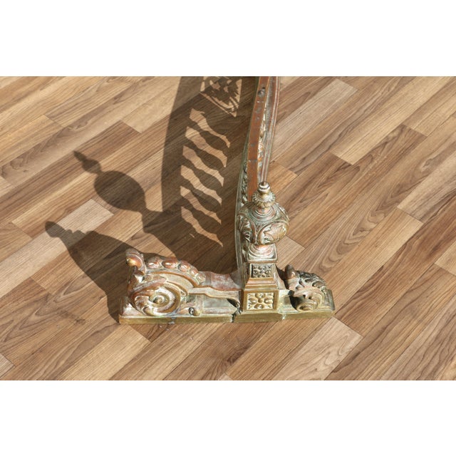 Antique 19th Century French Bronze Fireplace Fender | Ornate Victorian Hearth Guard With Scrollwork & Balustrade For Sale - Image 14 of 18