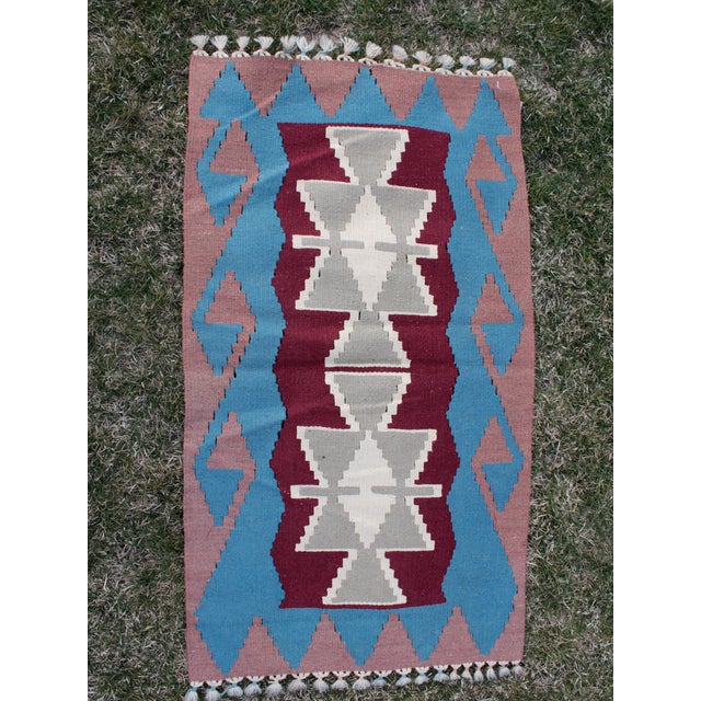 1980s 1980s Tribal Blue Ethnic Kilim For Sale - Image 5 of 13