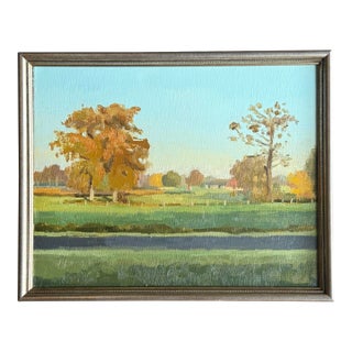 Autumn Train Ride II Traditional Oil Painting by Caroline Gray For Sale