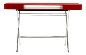 Cosimo Desk with Red Glossy Lacquered Top by Marco Zanuso Jr. for Adentro, 2017