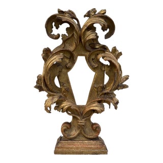 Exuberant Antique Italian Carved Giltwood Reliquary -17th Century (Could Be Used as a Tabletop Mirror ) For Sale