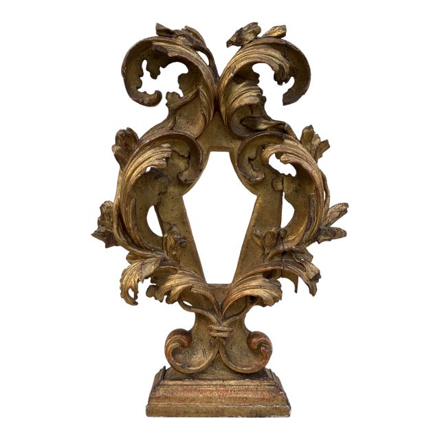 Exuberant Antique Italian Carved Giltwood Reliquary -17th Century (Could Be Used as a Tabletop Mirror ) For Sale