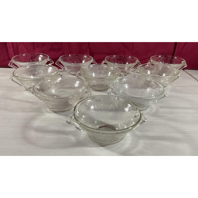 Shabby Chic 1930s Clear Hazel Atlas Florentine No. 2 Depression Glass Table Set - 43 Pcs For Sale - Image 3 of 12