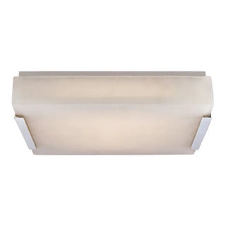 Kelly Wearstler for Visual Comfort Signature Covet Medium Flush Mount in Polished Nickel with Alabaster For Sale