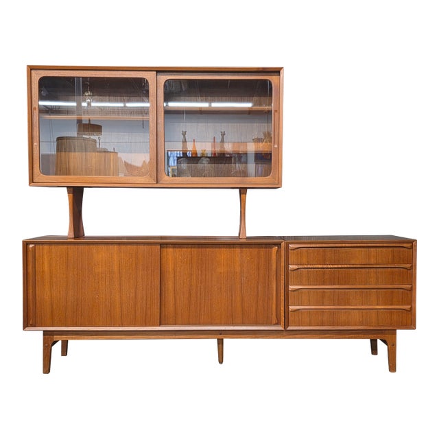 1950s Modular 3 Piece Danish Teak Hutch For Sale