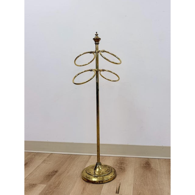 Vintage Towel Rack Brass Regency Freestanding Scarf Rack Hollywood Regency MCM For Sale - Image 4 of 7