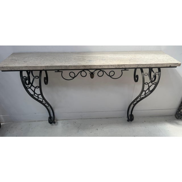 Art Deco Style Console Table in Hammered Wrought Iron, 1900s For Sale - Image 9 of 14