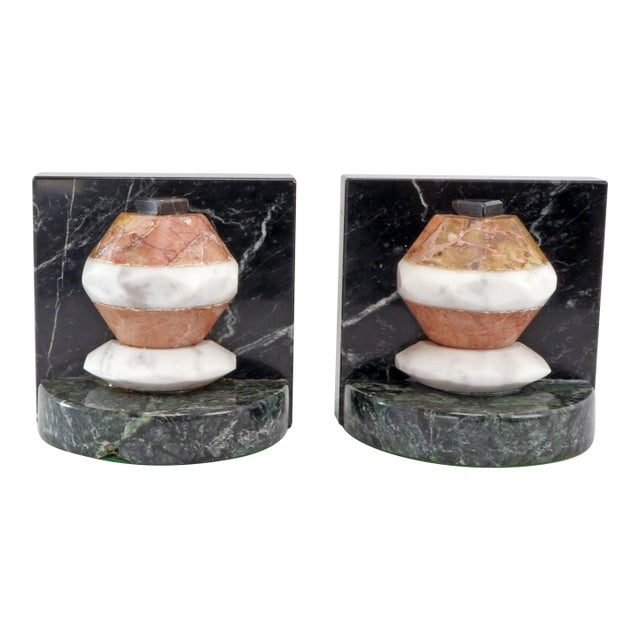 Pair Mid Century Italian Alabaster and Marble Bookends For Sale