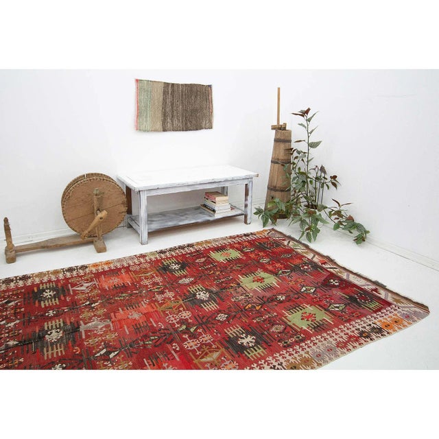Vintage Turkish Kayseri Kilim Rug For Sale In Los Angeles - Image 6 of 7