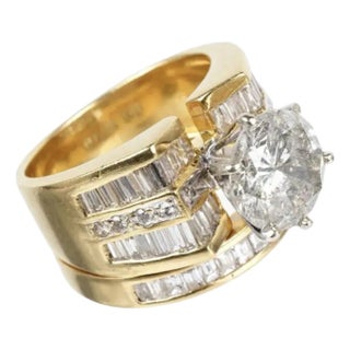 18k Yellow Gold With 5.91 CTW Diamonds Bridal Ring Set For Sale