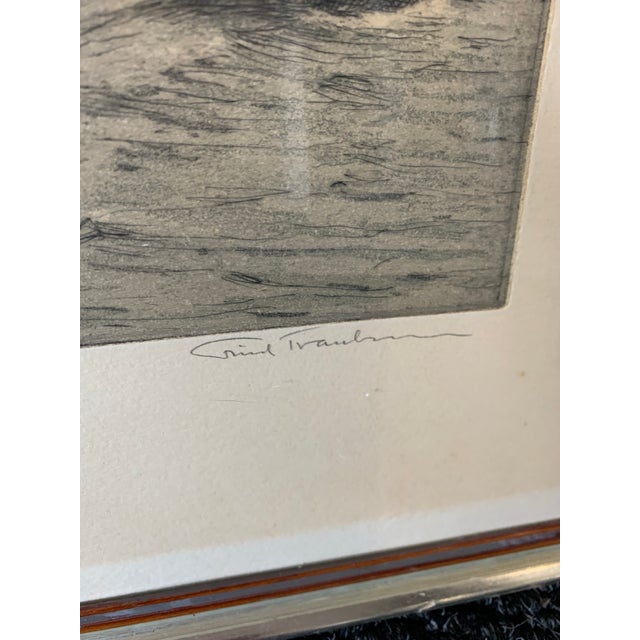 Pair of Friedrich Traulsen (1887–1971) Nautical Etchings Steamboats Tugboats and Sail Boats For Sale In Chicago - Image 6 of 6