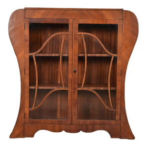 Antique Art Deco Carved Walnut Bookcase or Display Cabinet, Circa 1920s