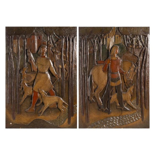 Wall Panels in Wood and Polychrome, 19th Century, Set of 2 For Sale - Image 6 of 6