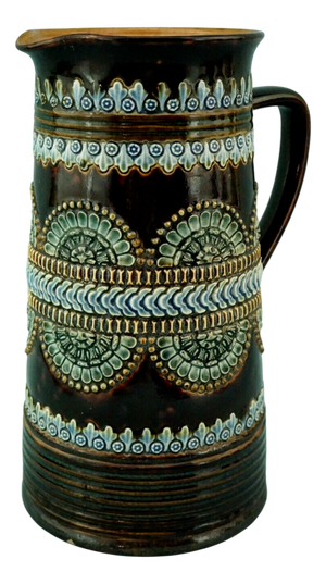 Majolica Ceramic Jug Vase with Bas-Relief from by Royal Doulton Lambeth, England, 19th Century