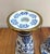 Blue and White Chinoiserie Ceramic Gilded Candlesticks - Set/2 For Sale In San Diego - Image 6 of 6