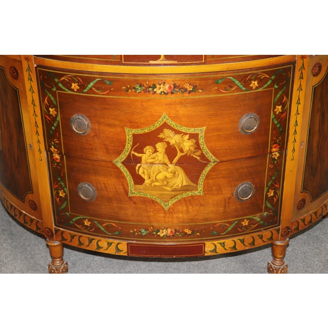 Wood 1930's Adams Style Paint Decorated Demilune Commode For Sale - Image 7 of 10