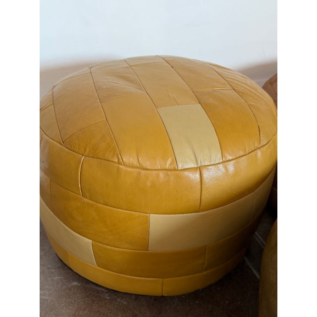 De Sede Vintage 1970’s De Sede Attributed Leather Ottomans For Sale - Image 4 of 8
