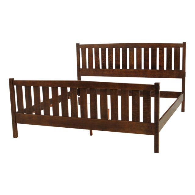 Stickley King Size Mission Oak Arts & Crafts Bed For Sale