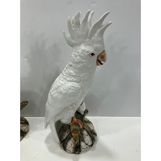 Pair of 1960s Italian Ceramic Cockatoos For Sale In Boston - Image 6 of 11