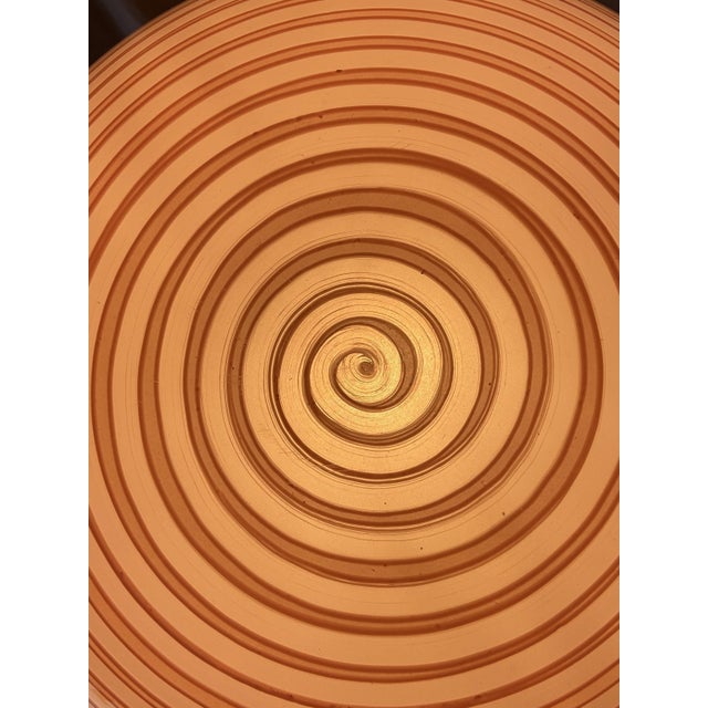 Metal Mid-Century Pink Swirl Murano Glass and Brass Pendant, Italy, 1970s For Sale - Image 7 of 17