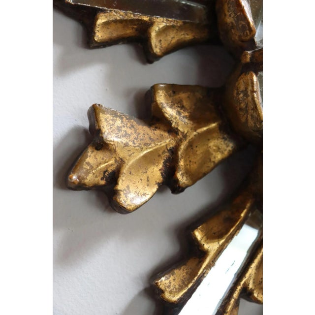 Petite Italian Vintage Giltwood "Sunburst" Decorative Wall Mirror For Sale - Image 12 of 12