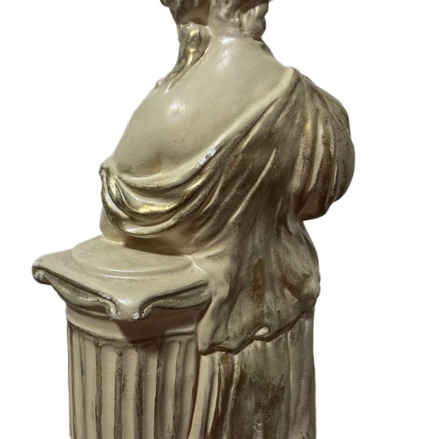 Sculpture Materials Vintage Hollywood Regency Chalkware Greek Goddess W/Pipes Figurine Sculpture For Sale - Image 7 of 9