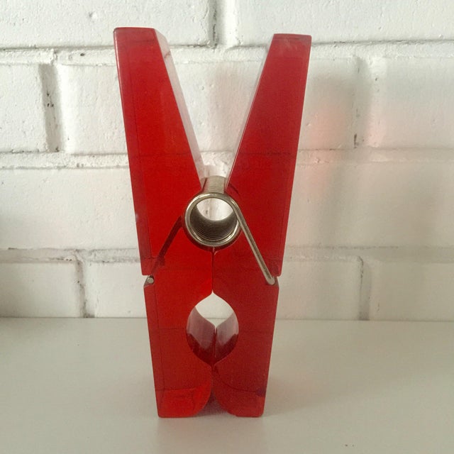 Mid-Century Modern Giant Red Lucite Clothespin For Sale - Image 3 of 8