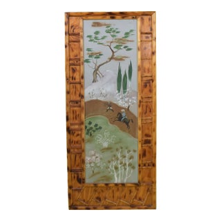 Burnt Bamboo Japanese Hand-Painted Art For Sale
