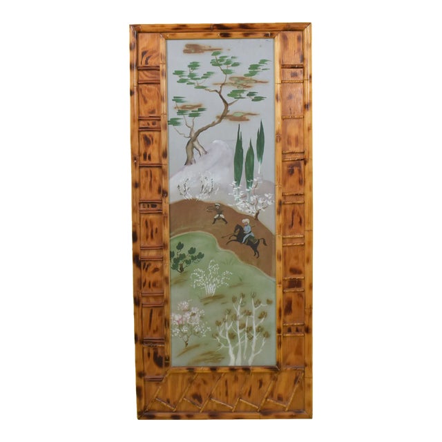 Burnt Bamboo Japanese Hand-Painted Art For Sale