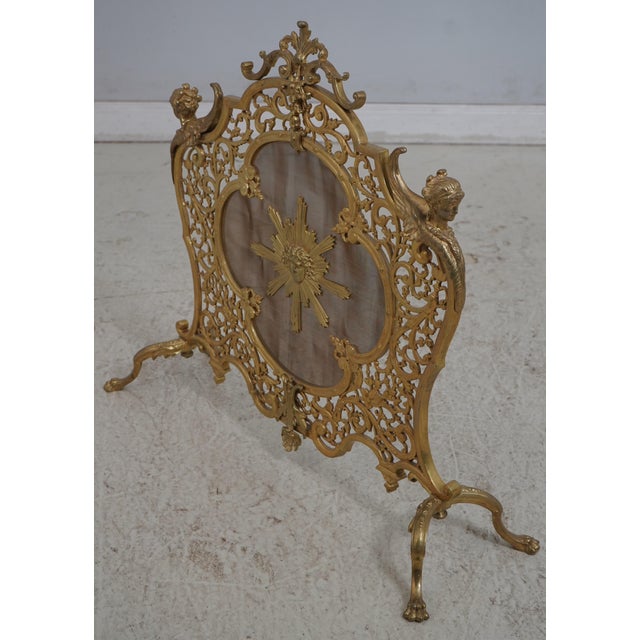 French French Bronze Fireplace Screen W. Lady Face Mounts For Sale - Image 3 of 15