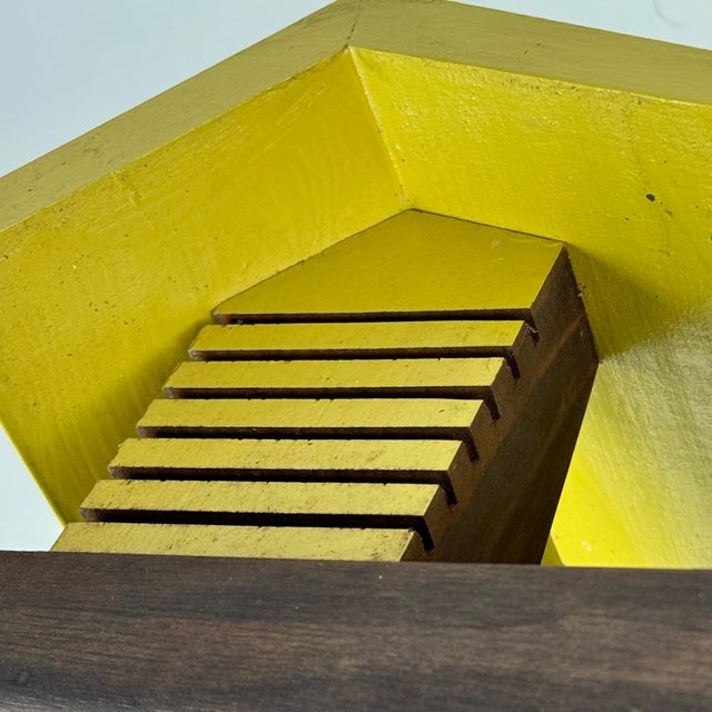 Mid 20th Century Brilliant Mid-Century Modern Wooden [Bird] House Sculpture in Period Mustard Color For Sale - Image 10 of 12