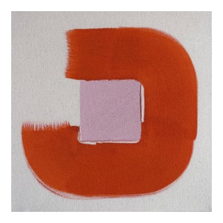 Original Painting | Orange-Red and Lilac Pink Abstract Loop, 10 X 10 In. For Sale