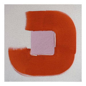 Original Painting | Orange-Red and Lilac Pink Abstract Loop, 10 X 10 In.
