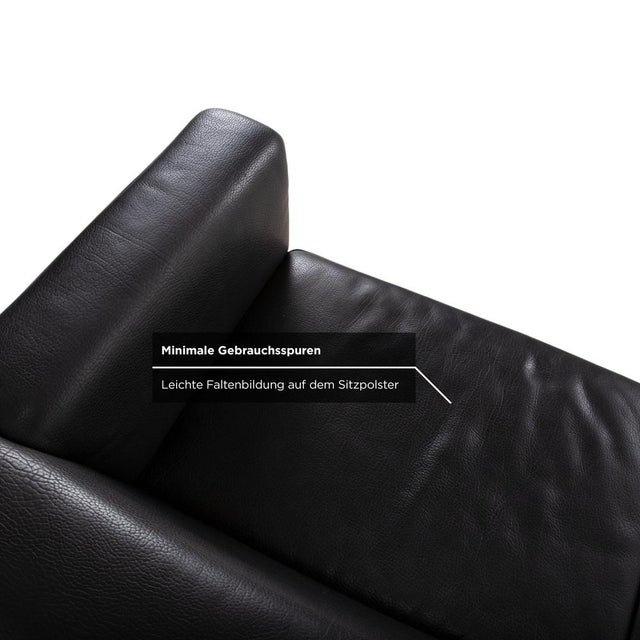 Visavis Leather Set Three-Seater Sofa Couch Chaise Lounge in Black by Brühl, Set of 2 For Sale - Image 11 of 18
