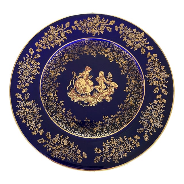 Vintage Limoges Castel France Collector's Porcelain Plate W/ 22k Gold Trim For Sale