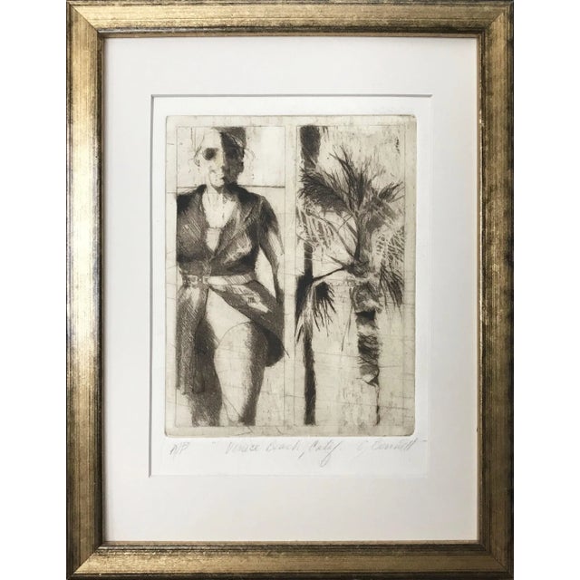 Vintage Modernist Etching "Venice Beach" Carol Bennett C. 1974 Artist Proof For Sale In New York - Image 6 of 6