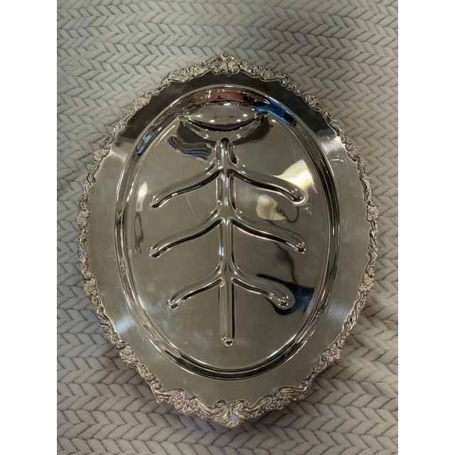 Vintage Ornate Silverplate Footed Tree & Well Carving Platter For Sale - Image 10 of 16