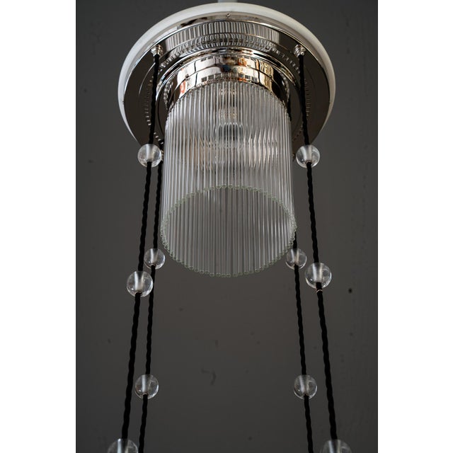 Art Deco Nickel Chandelier with Glass Sticks, 1920s For Sale - Image 15 of 18