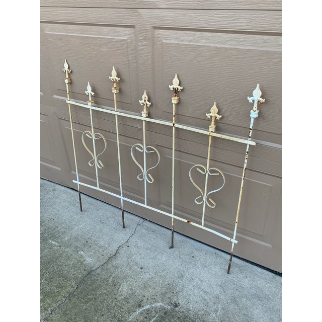 French Country Vintage Fleur De Lis Wrought Iron Garden Trellis For Sale - Image 3 of 9