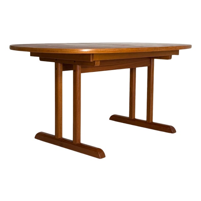 Oval Extendable Dining Table in Teak, 1970s For Sale