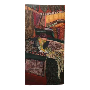 Paul Shimon, Mid Century Modernist Judaica Rabbi Scribe Painting Outsider Art