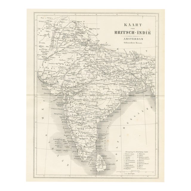 Antique Map of British India with Princely States and Railways, 1859 For Sale