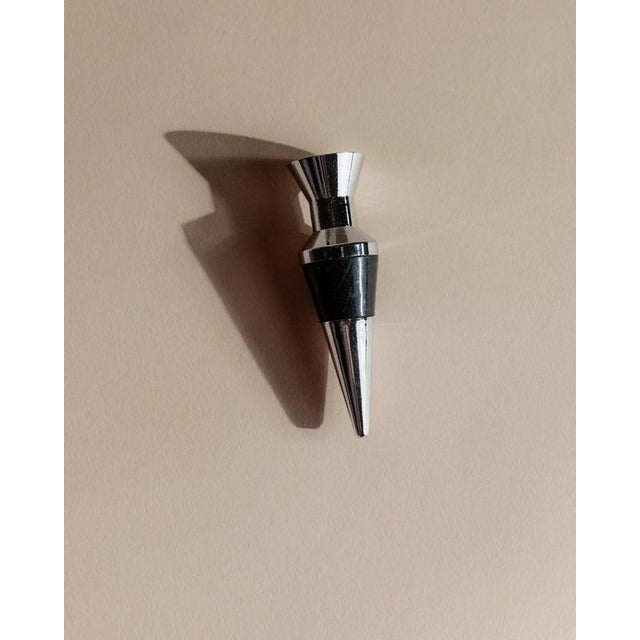 Vintage Geometrical Conical Metal Bottle Stoppers, Italy, 1980s, Set of 2 For Sale - Image 4 of 11