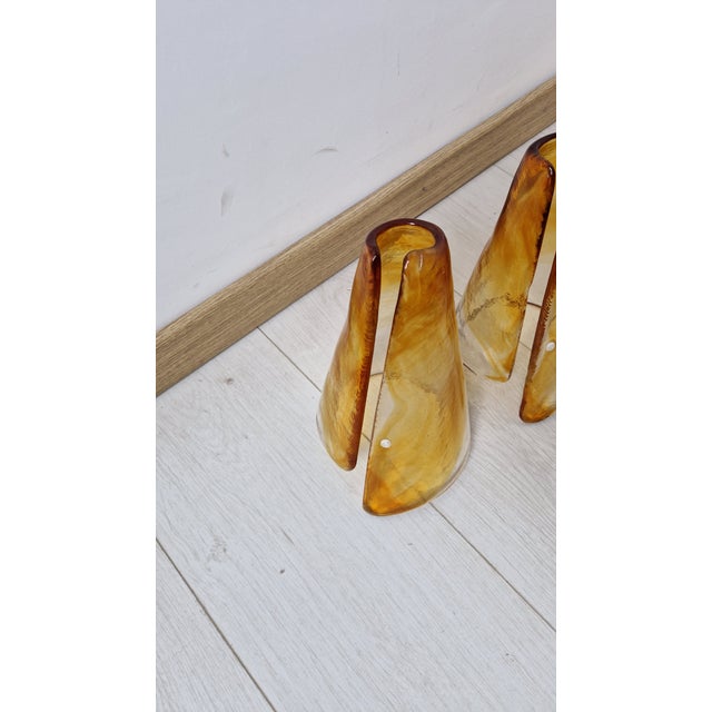 Wall Lamps in Clear Orange Glass and Gold-Plated Brass by La Murrina, 1980s, Set of 2 For Sale - Image 10 of 14