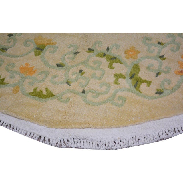 Vintage Chinese Art Deco Knotted Wool Rug, Round For Sale - Image 4 of 4