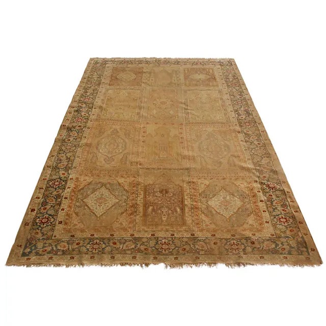 Late 18th Century Antique Kayseri Beige and Mauve Silk Rug With Garden Field Design For Sale - Image 5 of 10