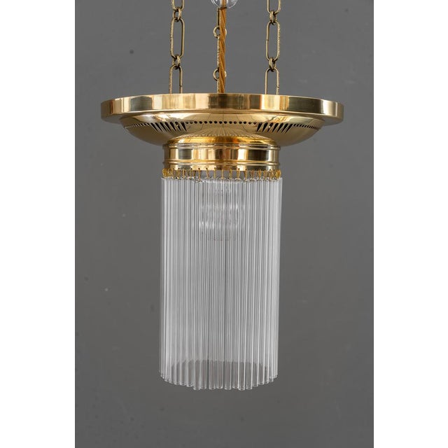 1920s Art Deco Chandeliers with Glass Sticks, Vienna, 1920s, Set of 2 For Sale - Image 5 of 18