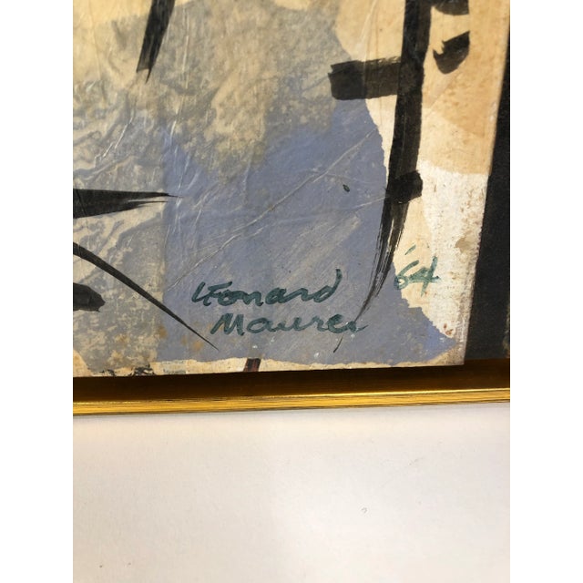 1964 Modern Abstract Decoupage and Mixed-Media Painting by Leonard Mauer, Framed For Sale - Image 4 of 8