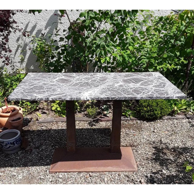 Antique German Art Nouveau Garden Table with Marble Plate, 1890s For Sale - Image 3 of 8